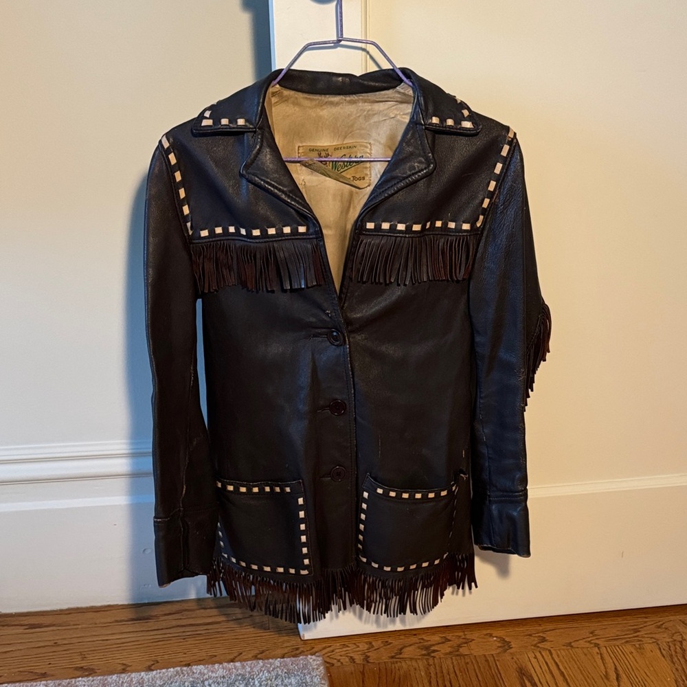 Black Leather Fringe Jacket